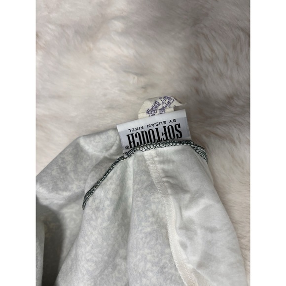 Vtg 90s Softouch Susan Fixel Floral Green Swimsuit High Cut Large Made In USA - Picture 7 of 10